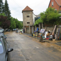 Überschwemmte Garagen in der Klinge